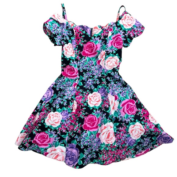 Vintage 90s - Steppin’ Out - Off the Shoulder Floral Dress with Petticoat - 11 - Picture 2 of 7